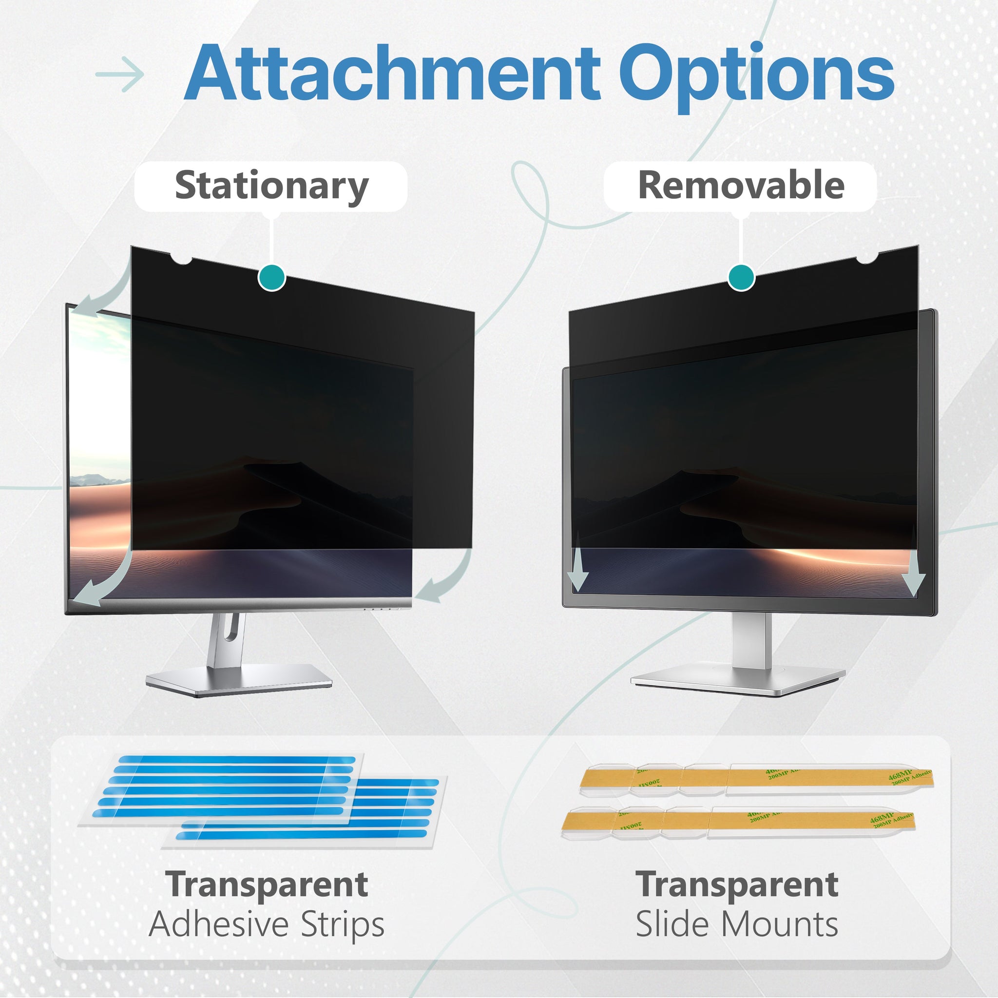 thumbnail image 2 of 24 Inch Monitor 2-Pack] 24 Inch Privacy Screen For Computer Monitor 16:9 Aspect Ratio, Eye Protection Anti Blue Light Glare Shield, 24inch Removable Black Blackout Anti Spy Desktop Security Private Filter Pc Monitor 2 of 9