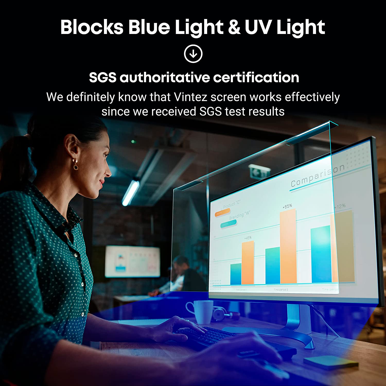 Computer Screen Blue Lightblocker Setting Blue Light Blocking Screen for Monitor 31.5