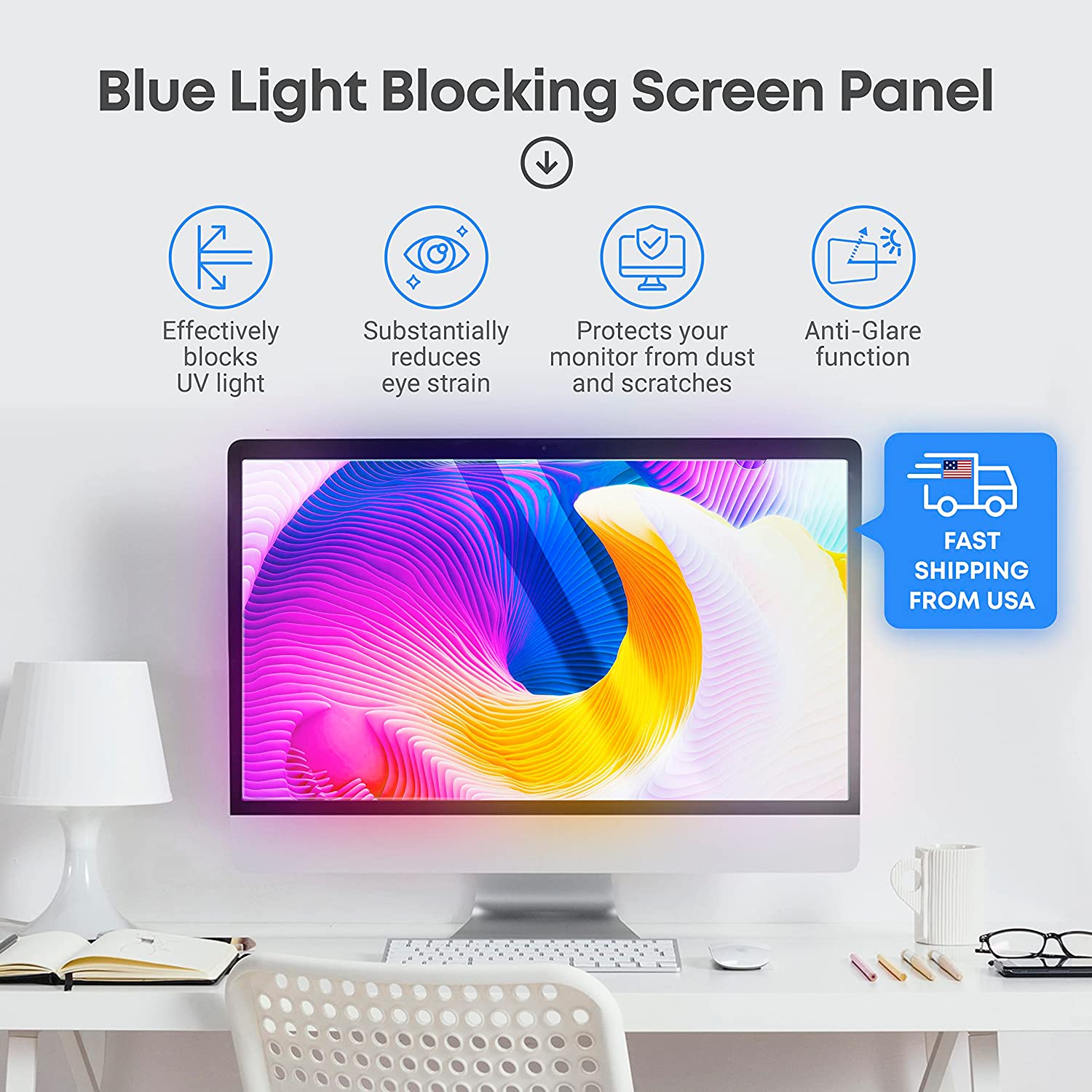 LSSB TV-scherm Protector PET-materiaal Schermfilter 32-75 Inch Anti -reflectie/Anti-blauw Lichtfilter, Verlichten Oogvermoeidheid, Voor LCD, LED, OLED & Qled 4K HDTV, Aanpasbaar